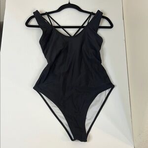 Black Bodysuit High-Cut V-Neck